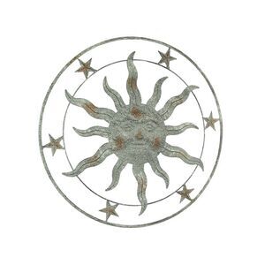 21.5 Inch Diameter Weathered Gray Finish Sun Face Wall Hanging